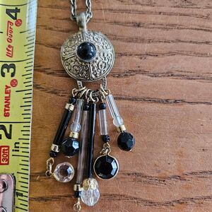 Gothic Victorian‎ Bronze Crystal Pendant Necklace | Dark Elegant Costume Jewelry